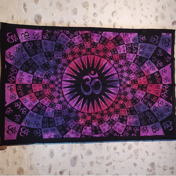 Tenture Aum ou Om – textile mural en Coton – Fabrication artisanale en Inde