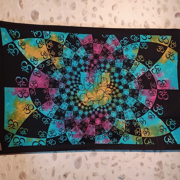 Tenture Ganesh et Aum - textile mural en coton – Artisanat indien