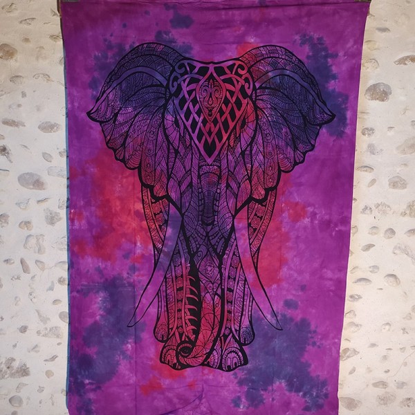 Tenture Eléphant majestueux – Textile mural en coton fait en Inde