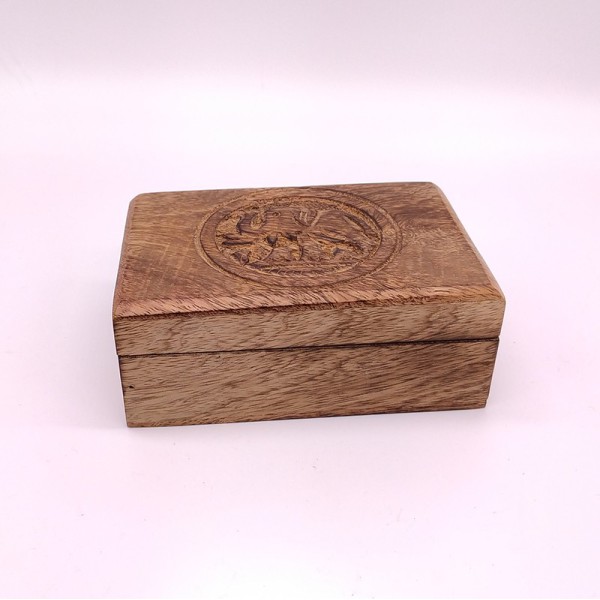 Coffret en bois de manguier gravé d'un motif Eléphant – Artisanat indien