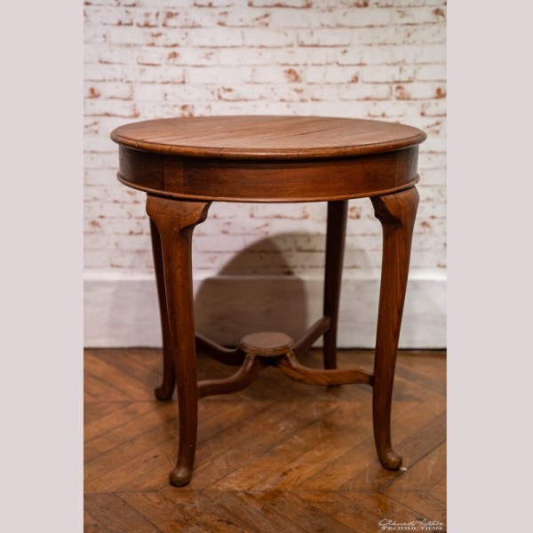 table ronde indienne ancienne en teck – Artisanat traditionnel