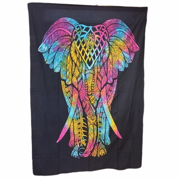 Tenture Eléphant majestueux – Textile mural en coton fait en Inde