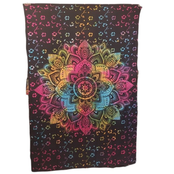Tenture Mandala fleur de lotus  – textile mural en coton – Artisanat indien