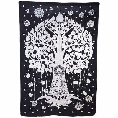 Tenture murale indienne coton motif bouddha et  arbre de vie