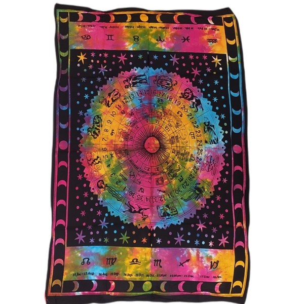 Tenture en coton motif zodiac – Artisanat traditionnel de l’Inde