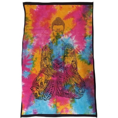 : tenture murale coton motif bouddha artisanat indien décoration zen bohème