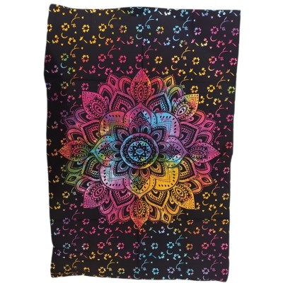 tenture murale mandala fleur de lotus coton artisanat indien décoration zen bohème