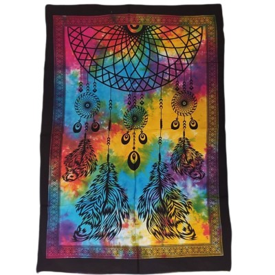 Tenture murale indienne en coton motif Dream Catcher décoration bohème artisanale