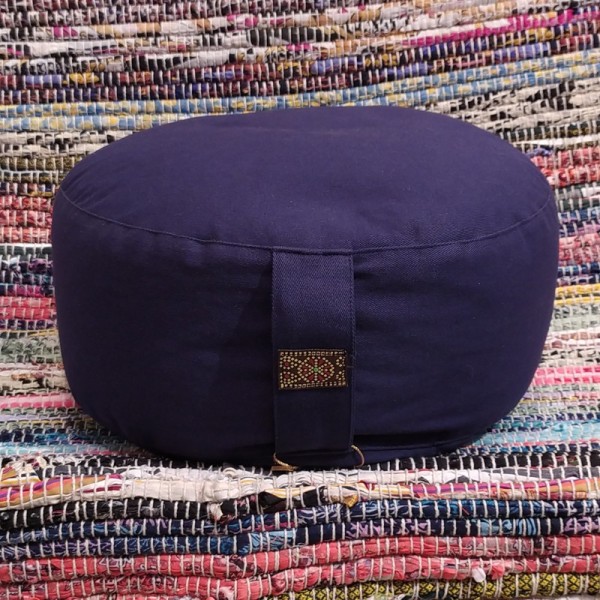 Coussin de méditation zafu en coton bio garni de cosses de sarrasin
