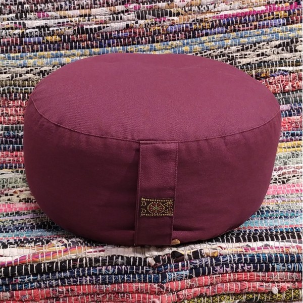 Coussin de méditation zafu en coton bio garni de cosses de sarrasin