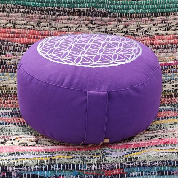 Coussin de méditation zafu en coton bio garni de cosses de sarrasin
