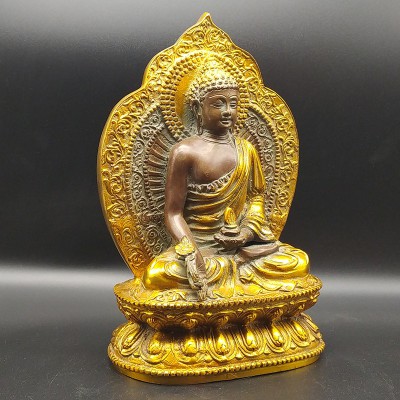 Statue indienne du Bouddha de la Médecine en bronze doré
