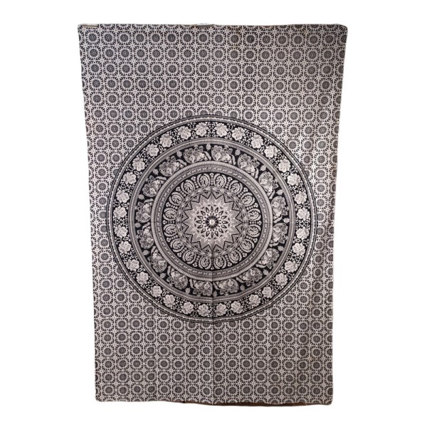 Tenture mandala Eléphant – Textile mural en coton fait en Inde