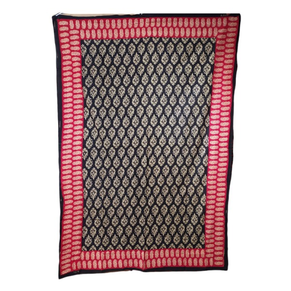Tenture murale indienne en coton imprimée au block print