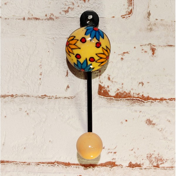 Patère décorative en céramique artisanale – Fabrication indienne