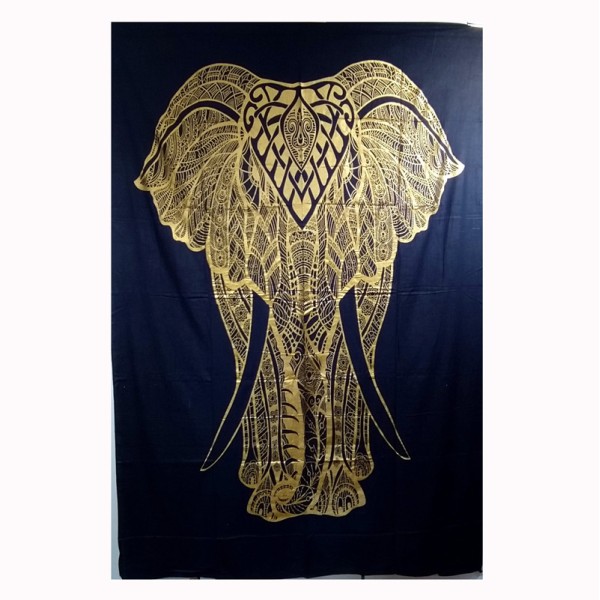 Tenture Eléphant majestueux – Textile mural en coton fait en Inde