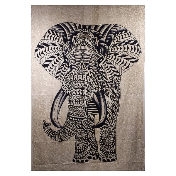 Tenture Eléphant majestueux – Textile mural en coton fait en Inde