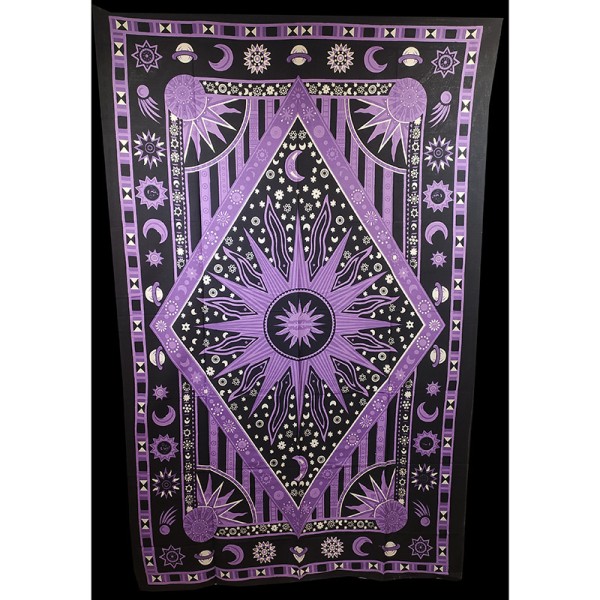 Tenture soleil lune  – textile mural en coton – Artisanat indien