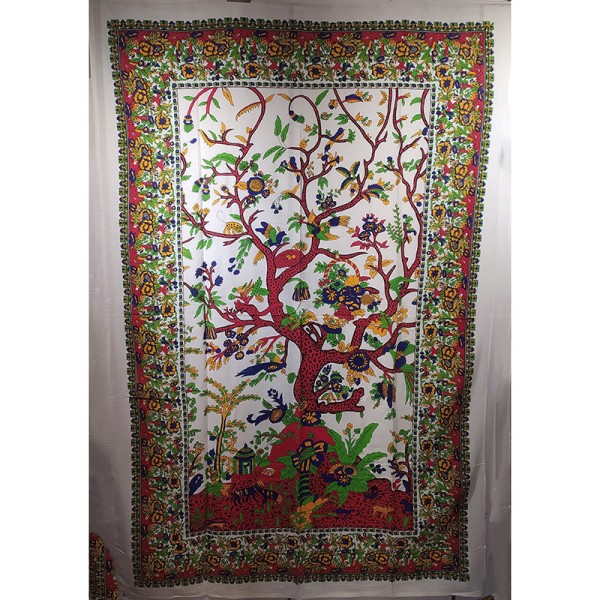 Tenture arbre de Vie  – Textile mural en coton fait en Inde