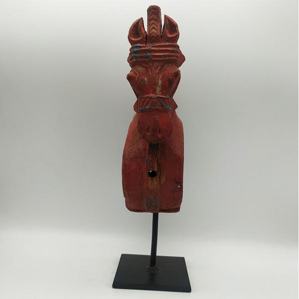 Sculpture Ancienne en Bois – Tête de Cheval, Rajasthan (Inde)
