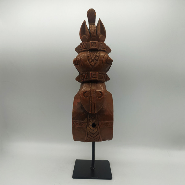 Sculpture Ancienne en Bois – Tête de Cheval, Rajasthan (Inde)