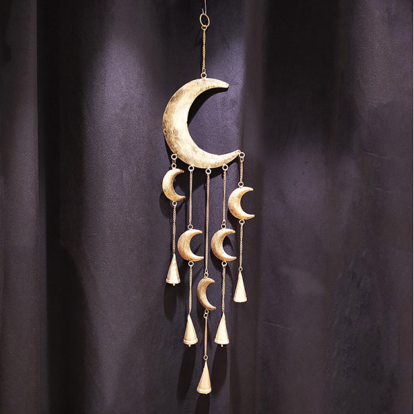 Carillon clochette Lune en métal – Artisanat traditionnel indien