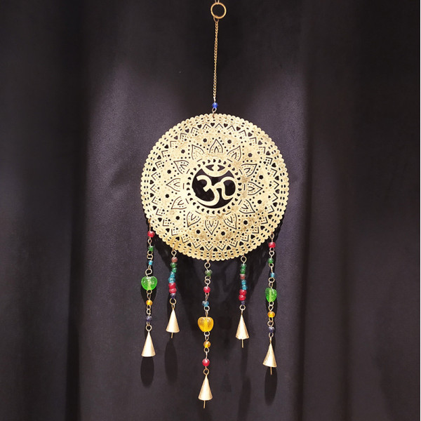 Carillon clochette  mandal et Om Aum en métal – Artisanat traditionnel indien