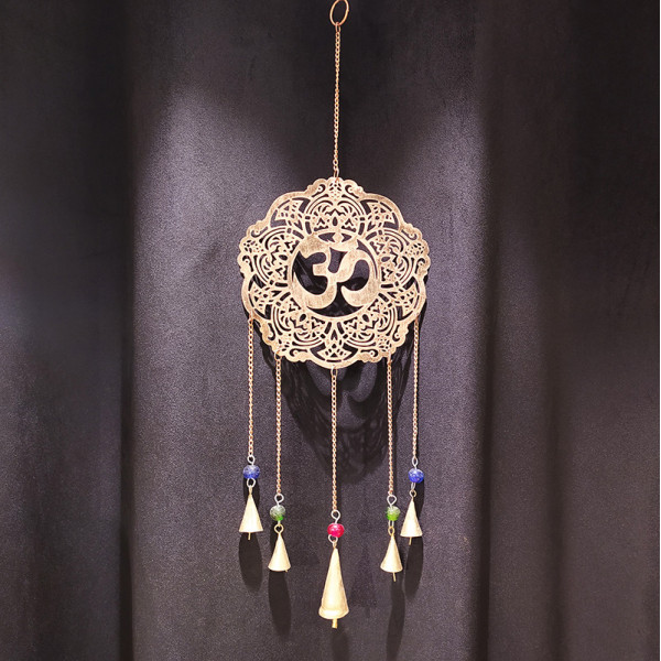 Carillon clochette Om Aum en métal – Artisanat traditionnel indien