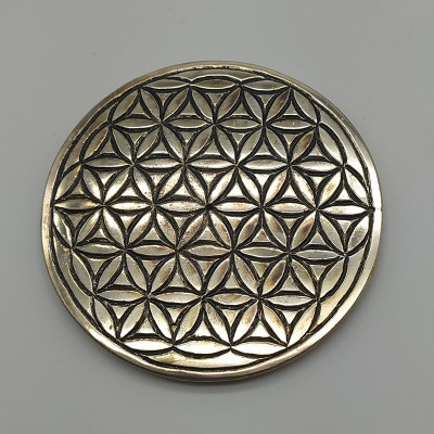 Porte-encens Fleur de Vie en métal artisanal indien