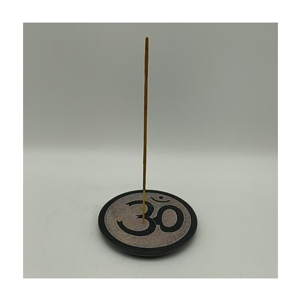 Brûleur à encens en pierre gravée d'un Om - Aum - artisanat Inde