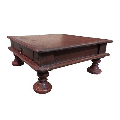 Table Bajot indienne ancienne en teck patine originale