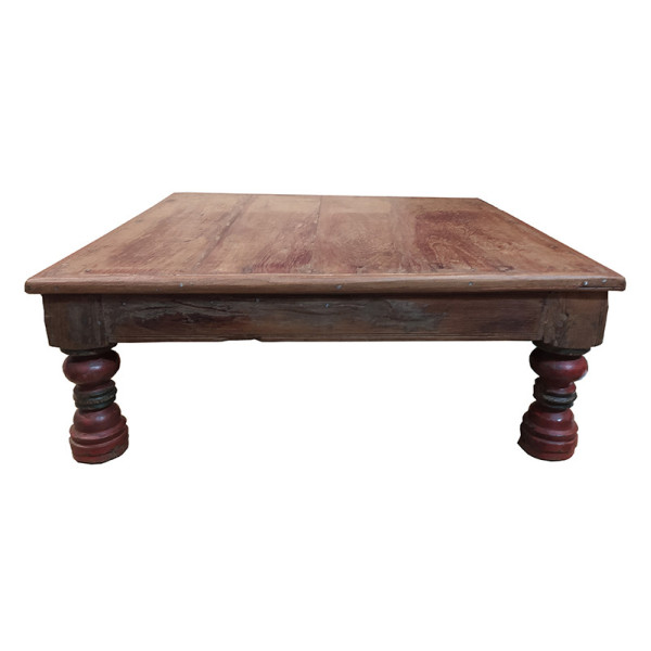 Table Bajot indienne ancienne en teck – Artisanat traditionnel