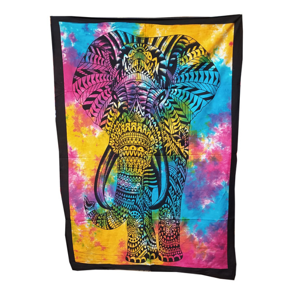 Tenture coton Éléphant Majestueux – Artisanat indien