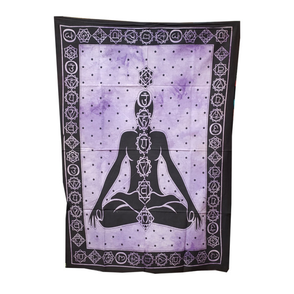 Tenture murale Yoga 7 Chakras en coton – Artisanat d’Inde