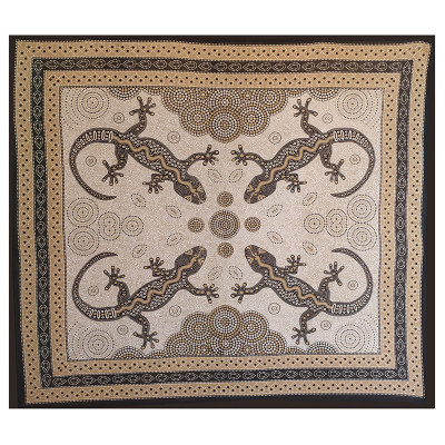 tenture coton motif gecko artisanat fait main en Inde