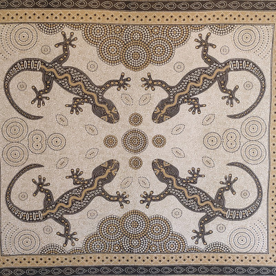 tenture coton motif gecko artisanat fait main en Inde