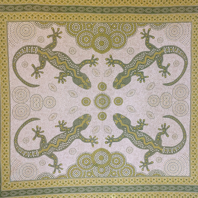 tenture coton motif gecko artisanat fait main en Inde