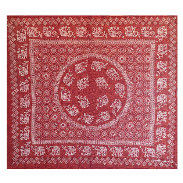 Tenture en coton mandala avec ronde d’éléphants – Artisanat traditionnel d’Inde