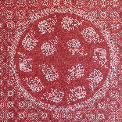 tenture coton mandala ronde elephants artisanat fait main Inde