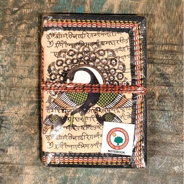 Carnet de Notes en Papier 100 % Recyclé – Paon - Fabrication Artisanale en Inde