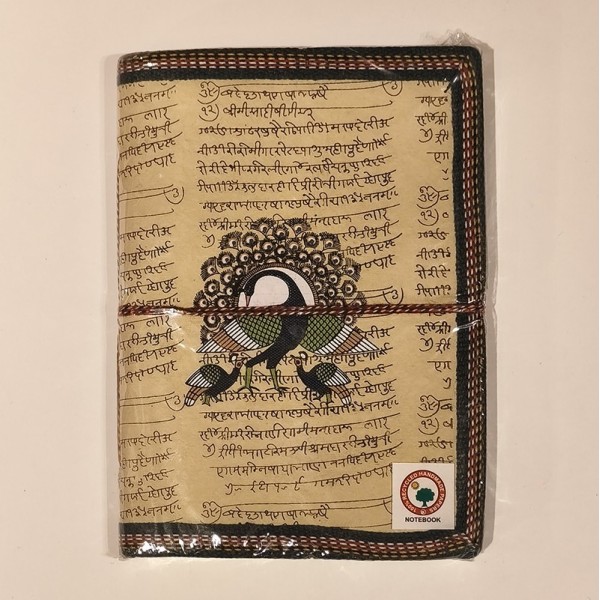Carnet de Notes en Papier 100 % Recyclé – paon- Fabrication Artisanale en Inde