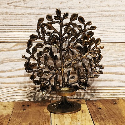 Arbre de vie bronze inde bougeoir apsara