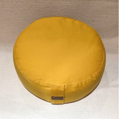 Coussin de méditation zafu en coton bio garni de cosses de sarrasin – artisanat indien jaune