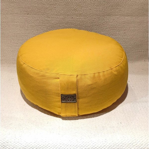 Coussin de méditation zafu en coton bio garni de cosses de sarrasin