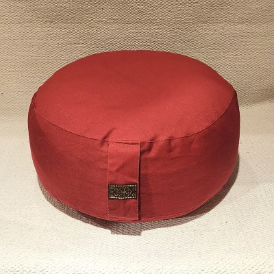 Coussin de méditation zafu en coton bio garni de cosses de sarrasin – artisanat indien rouge