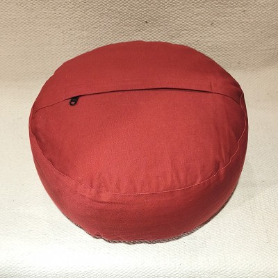 Coussin de méditation zafu en coton bio garni de cosses de sarrasin – artisanat indien jaune