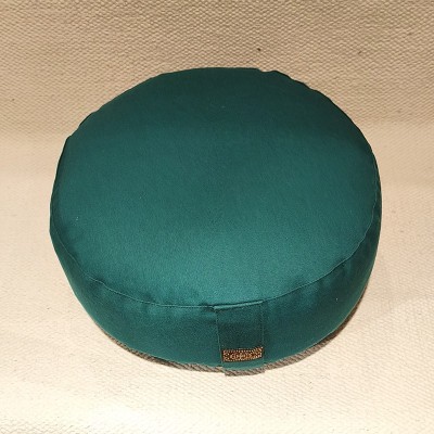 Coussin de méditation zafu en coton bio garni de cosses de sarrasin – artisanat indien vert