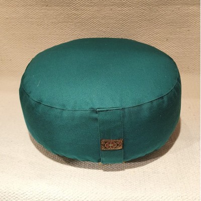 Coussin de méditation zafu en coton bio garni de cosses de sarrasin – artisanat indien vert