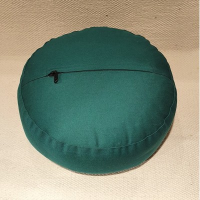 Coussin de méditation zafu en coton bio garni de cosses de sarrasin – artisanat indien vert