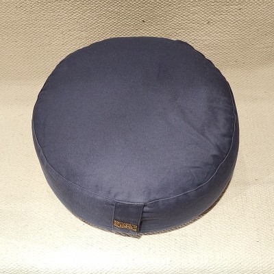 Coussin de méditation zafu en coton bio garni de cosses de sarrasin – artisanat indien bleu clair